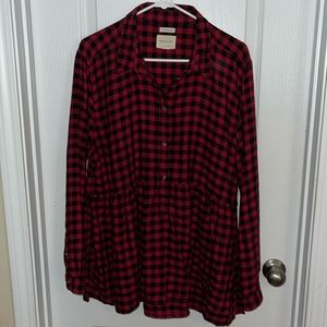 Black and Red Peplum Style Flannet